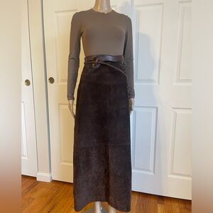 Deep brown suede skirt